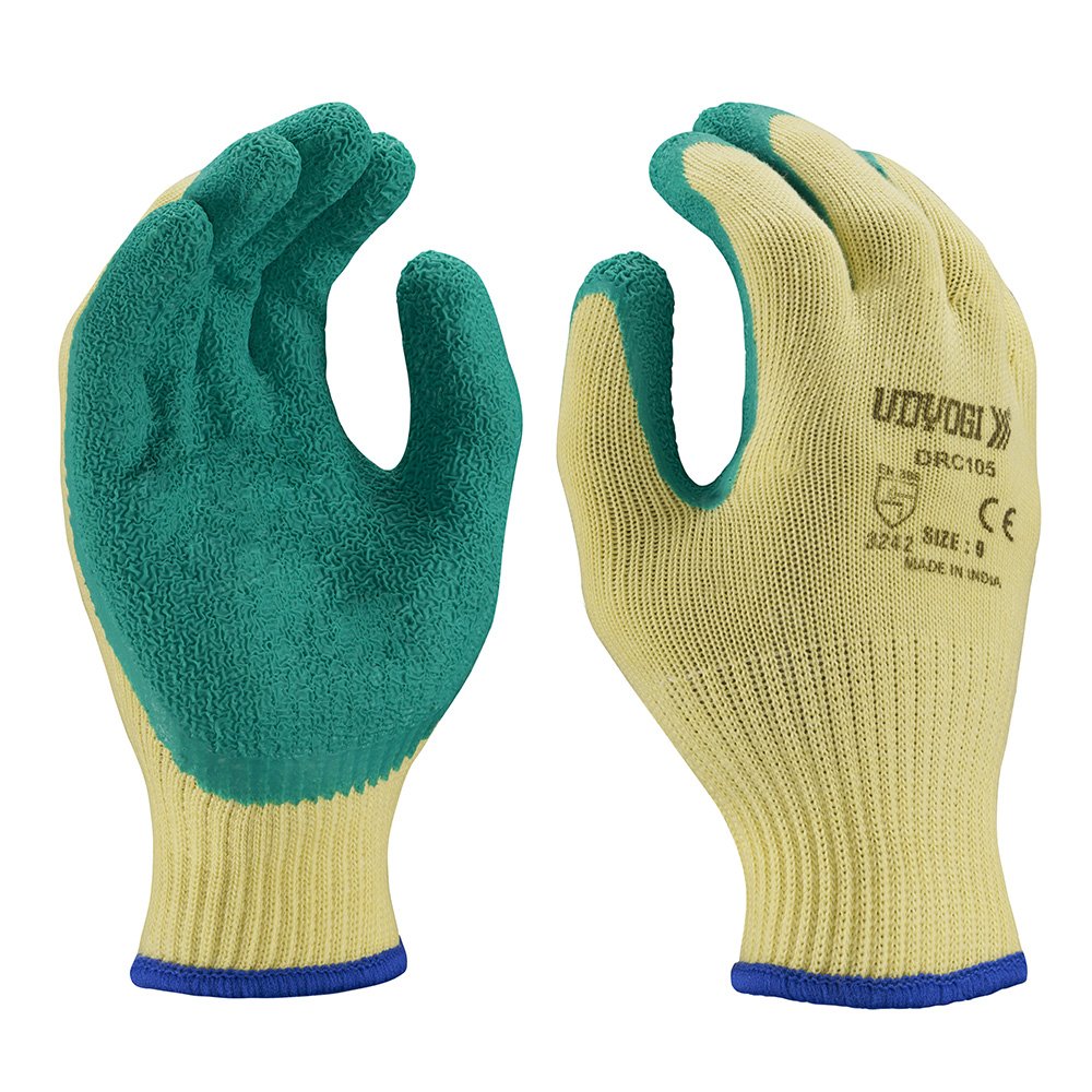Latex Coated Hand Gloves - DRC – 105 (Poly Cotton Liner – Palm Crinkled Latex Coated)